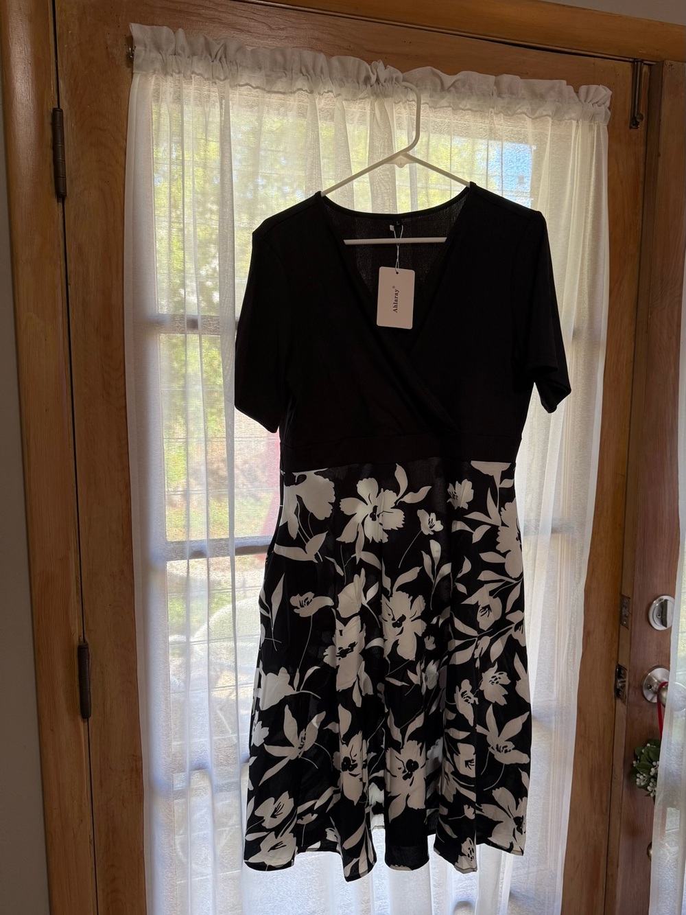 Black & White Floral A-Line Dress NWT
